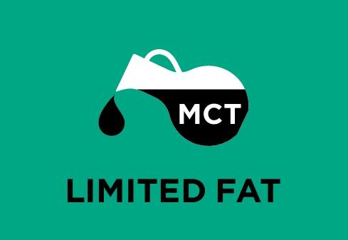 Conteúdo de gordura limitado e rico em Triglicéridos de Cadeia Média (TCMs)